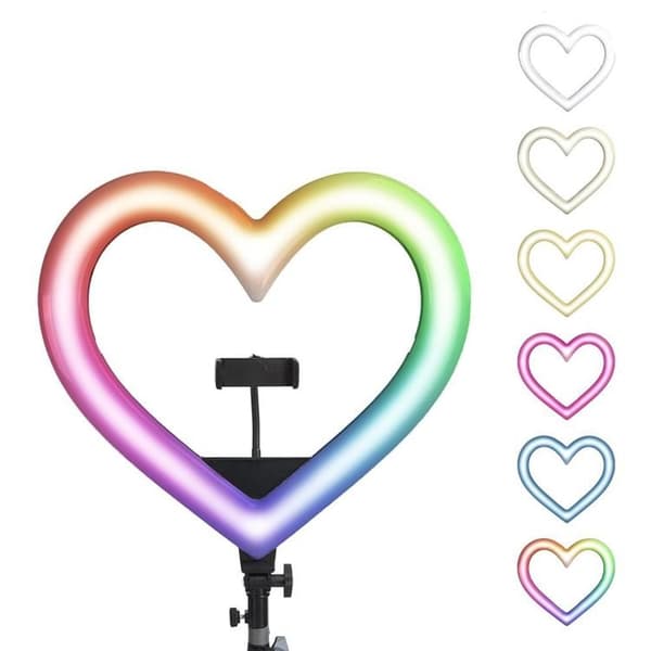 LED Ring lamp Heart 12 tum med hållare till mobil