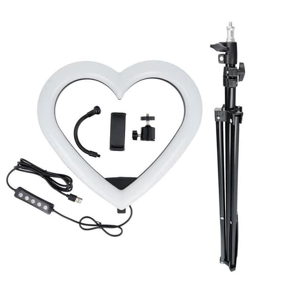 LED Ring lamp Heart 12 tum med hållare till mobil