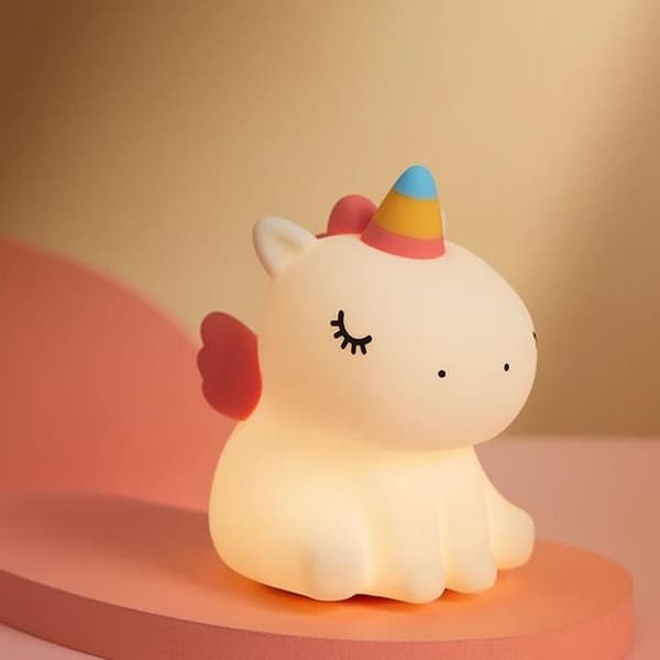 LED Nattlampa Tryck Unicorn Art Deco - Vit