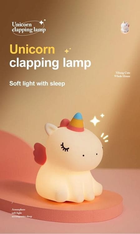 LED Nattlampa Tryck Unicorn Art Deco - Vit