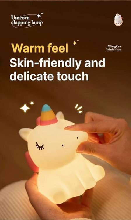 LED Nattlampa Tryck Unicorn Art Deco - Vit