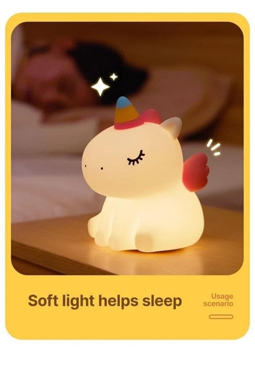 LED Nattlampa Tryck Unicorn Art Deco - Vit