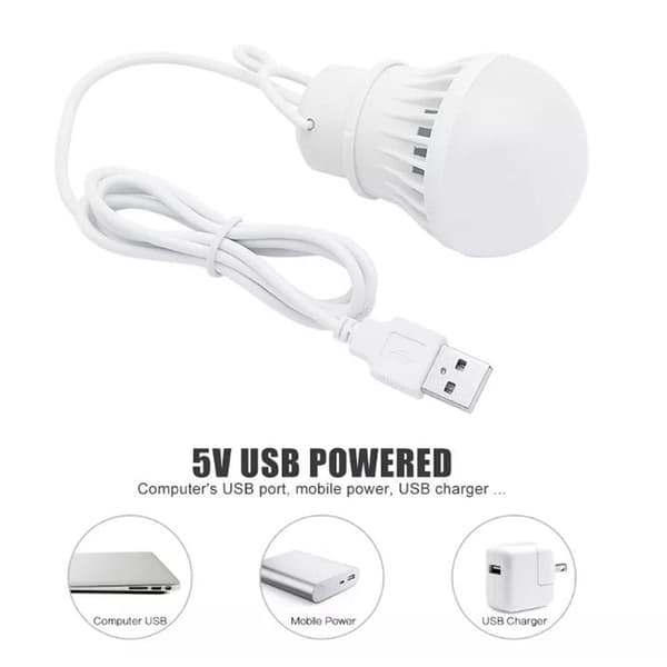 LED-lampa till USB vitt ljus 3W kabel lång 1m 200lm