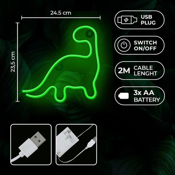 Neolia LED Neon Light DINOSAUR NNE01 - Grön