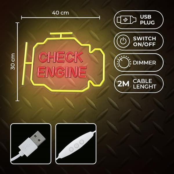 Neolia LED Neon PLEXI CHECK ENGINE NNE21 - Gul/Röd