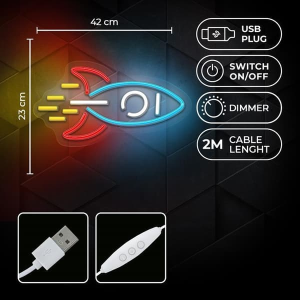 Neolia LED Neon PLEXI ROCKET NNE18 - Flerfärgad