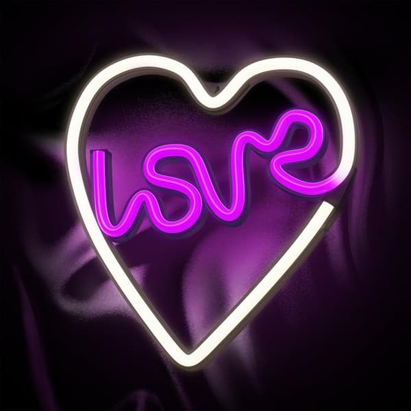 Neolia LED Neon Light  LOVE HEART NNE02 - Lila/Vit