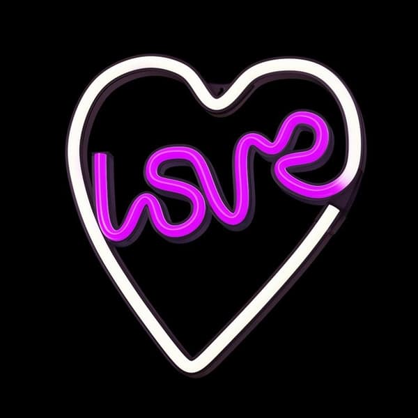 Neolia LED Neon Light  LOVE HEART NNE02 - Lila/Vit