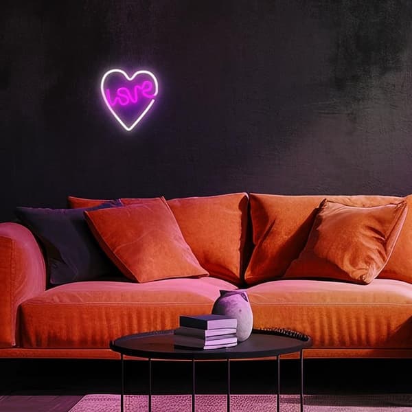 Neolia LED Neon Light  LOVE HEART NNE02 - Lila/Vit