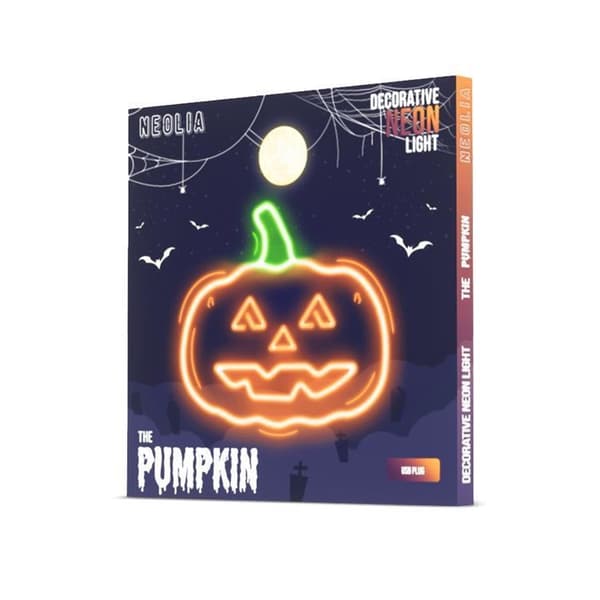 Neolia LED Neon PLEXI PUMPKIN MED STAM NNE13 - Orange/Grön