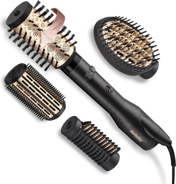 BaByliss Big Hair Luxury -hiustenkuivaajaharja AS970E - Pyörivä 4 lisälaitteella - Max. 50 halkaisija musta