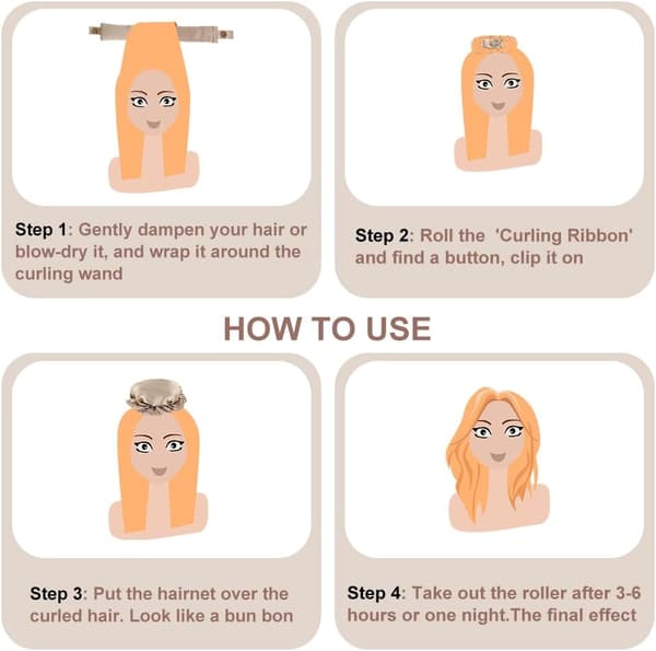 INF 2-sæt Satin Heatless Hair Curler til at sove med om natten