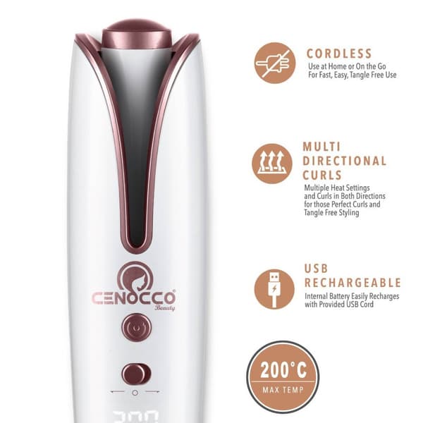 Cenocco Beauty CC-9094: Batteridrevet, oppladbar automatisk curler