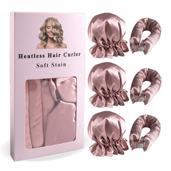 Värmelös Curling Rod Pannband Set Rosa