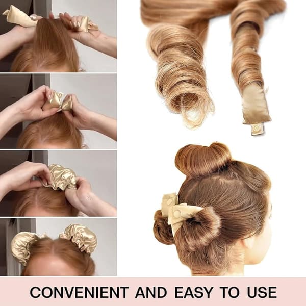 INF Heatless Curling Rod pandebånd sæt (1 stang, 1 Scrunchie) - Tie-Dye Pink 0