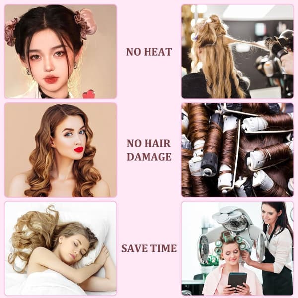 INF Heatless Curling Rod pandebånd sæt (1 stang, 1 Scrunchie) - Tie-Dye Pink 0