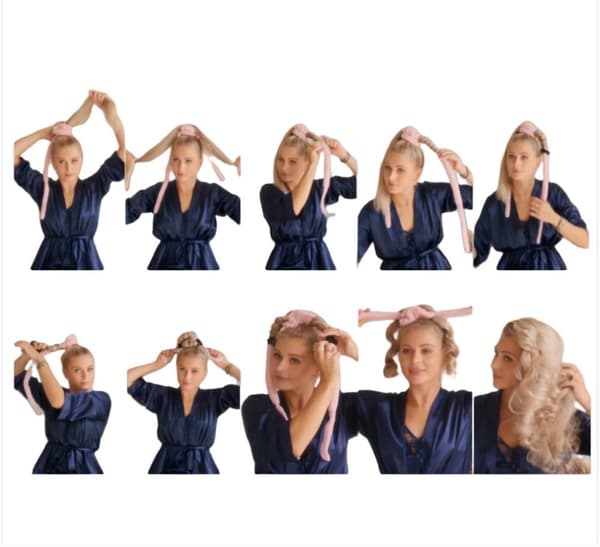 INF Ubesværede varme frie krøller med Bowknot Hair Roller Sort