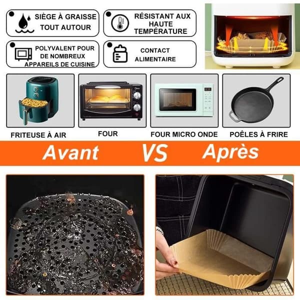 120 stycken Air Fryer engångspappersfoder Vattentät non-stick bakpappersark för stekpanna Ugn Hot Air Fryer