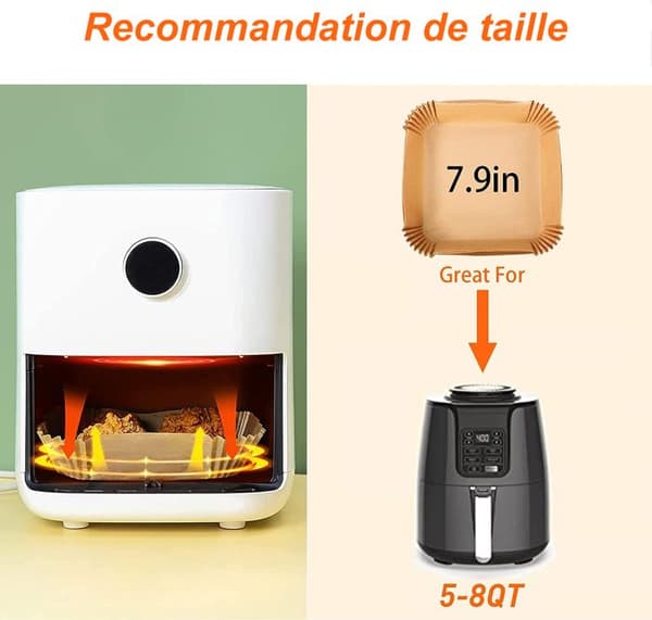 300 stycken Air Fryer engångspappersfoder Vattentät non-stick matlagningspappersark för stekpanna Mikrovågsugnsfritös