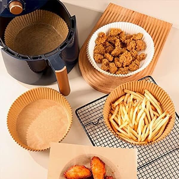 Papprenor för luftfritöser, 100 stycken bakpapper, oljebeständiga, engångs matklassade papper