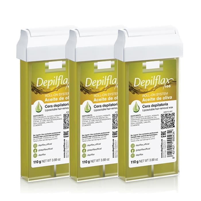 3st OLIV varm vax roll-on kassett, Depilflax 0118