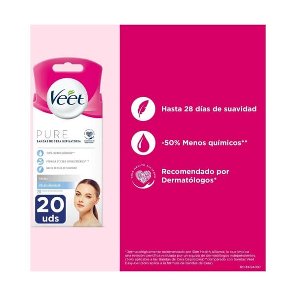 Ansiktsvaxremsor Veet Känslig hud 20 antal