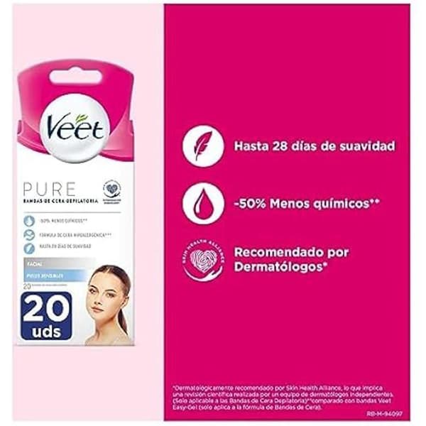 Vaxremsor - VEET - Känsligt hår - 20 enheter - Hårborttagning - Ansiktsbehandling