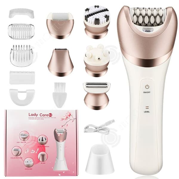 INN Epilator 6 i 1 1400mah vårdset för kvinnor multifunktionell och vattentät elektrisk epilator med 6 typer av