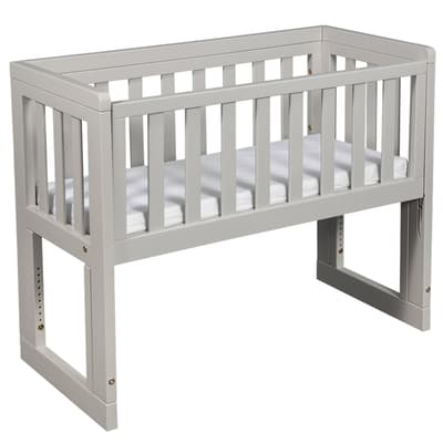 Troll Bedside Crib Oslo Soft Grey