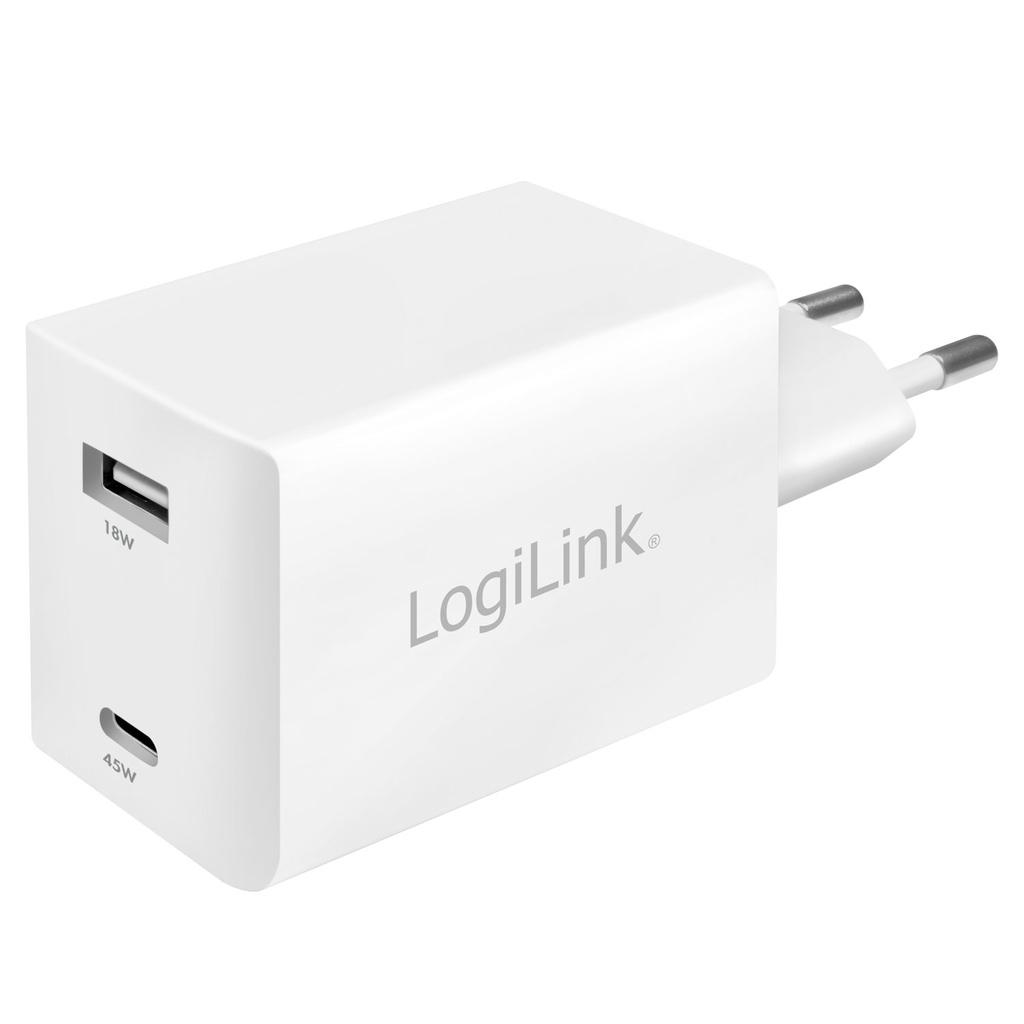 LOGILINK USB-laddare 1 x USB-C PD 1 x USB-A 48W GaN