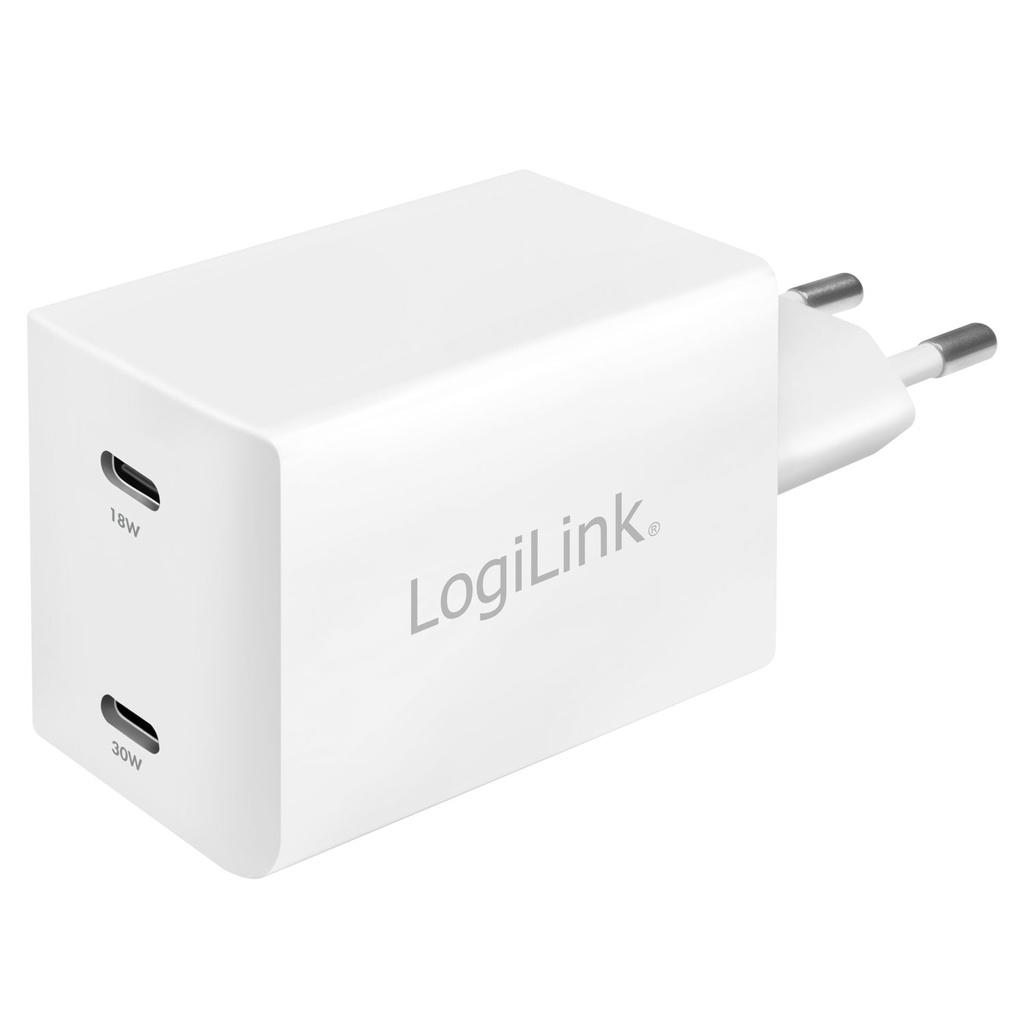LOGILINK USB-laddare 1 x USB-C PD 1 x USB-C 48W GaN