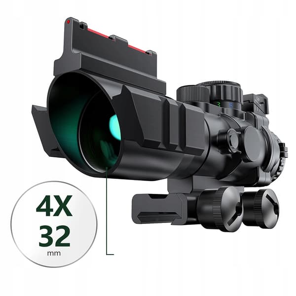 Tähtäinkiikari 4x32 kollimaattoritähtäin, 3 väriä, pisteet, AR15 ASG, kuituoptinen metsästys
