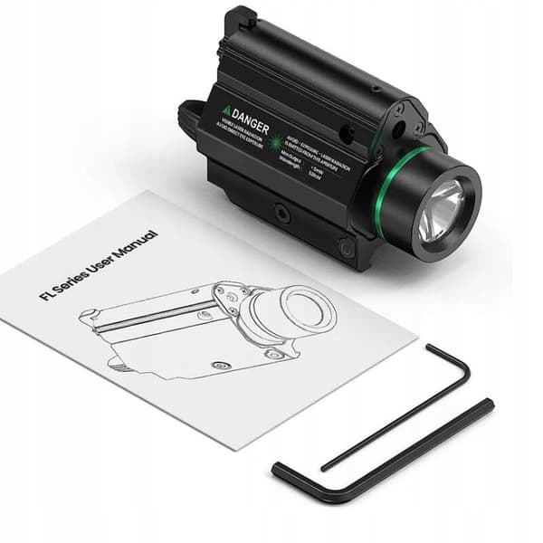 Taskulamppu VIHREÄ LASER 1000lm TÄHTÄIN PISTOOLIIN ASG GLOCK ASE Picatinny