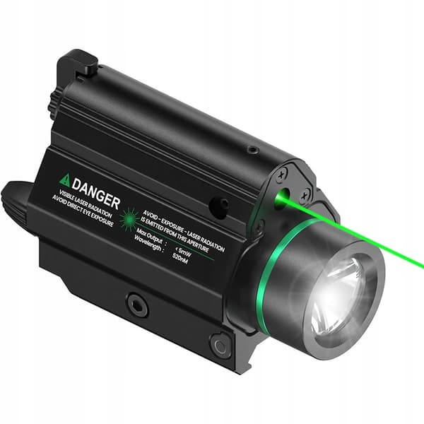 Taskulamppu VIHREÄ LASER 1000lm TÄHTÄIN PISTOOLIIN ASG GLOCK ASE Picatinny