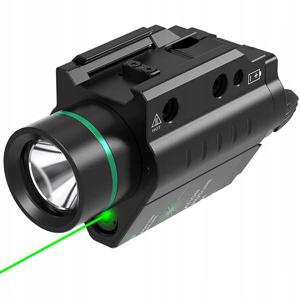 Taskulamppu VIHREÄ LASER 1000lm TÄHTÄIN PISTOOLIIN ASG GLOCK ASE Picatinny