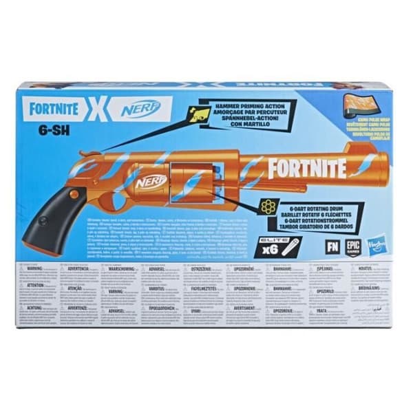 NERF - Fortnite - Blaster 6 -SH med Camo Pulse beläggning - slagstiftsmekanism - roterande pipa - 6 NERF pilar - Elit