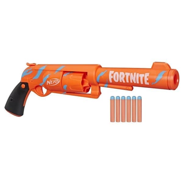 NERF - Fortnite - Blaster 6 -SH med Camo Pulse beläggning - slagstiftsmekanism - roterande pipa - 6 NERF pilar - Elit