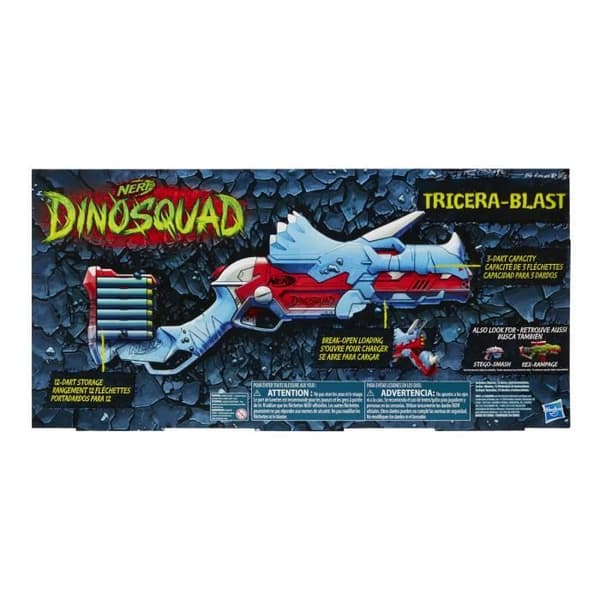 NERF - DinoSquad - Tricera-blast blaster - 3 pilar - 12 NERF pilar - triceratops utseende