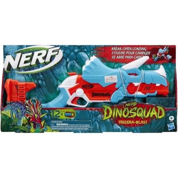 NERF - DinoSquad - Tricera-blast blaster - 3 pilar - 12 NERF pilar - triceratops utseende