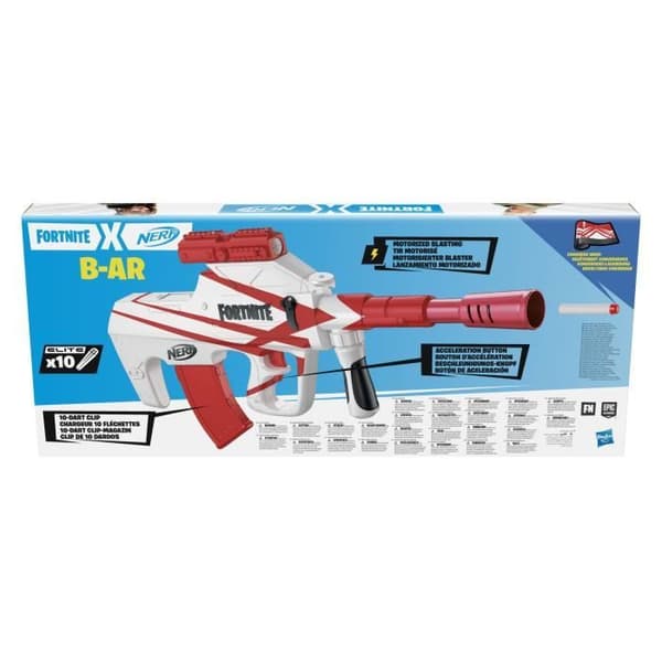 NERF - Nerf Fortnite - Motoriserad B-AR Blaster - Converge Coating och 10 Nerf Elite Dart