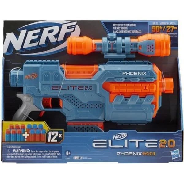 NERF - Elite 2.0 - Phoenix CS-6 motoriserad blaster - 12 NERF pilar - sikte - taktiska skenor