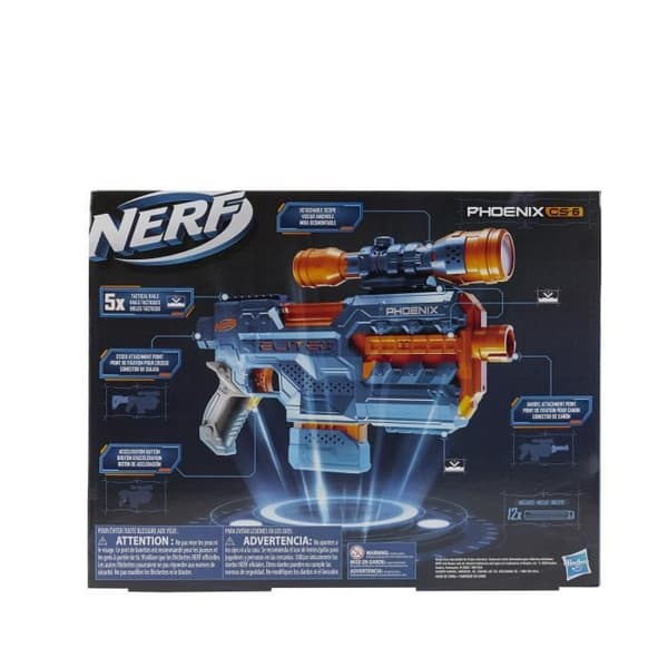 NERF - Elite 2.0 - Phoenix CS-6 motoriserad blaster - 12 NERF pilar - sikte - taktiska skenor