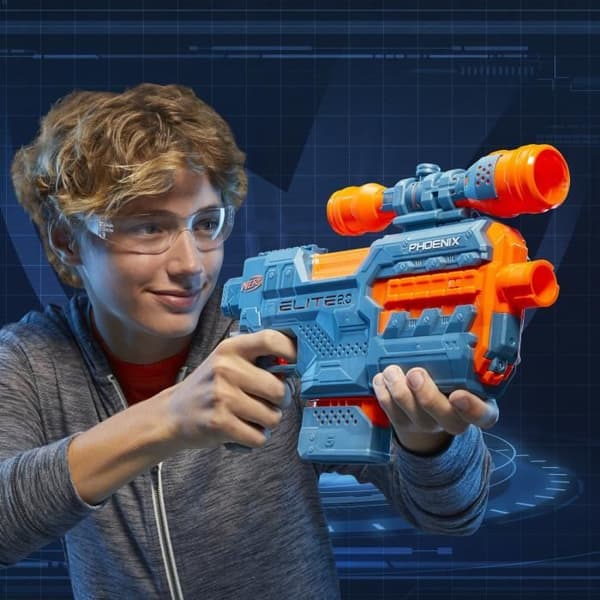 NERF - Elite 2.0 - Phoenix CS-6 motoriserad blaster - 12 NERF pilar - sikte - taktiska skenor