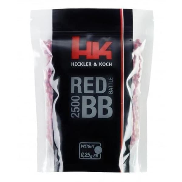 Bollar - H&K - 2500 BBs - Röd - 0.25 g - Kaliber 6 mm