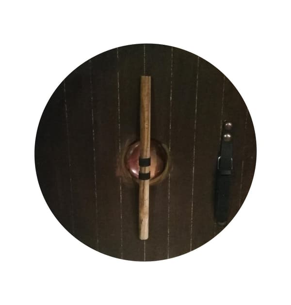 Håndlavet træ-vikingeskjold metalgitter SWE40