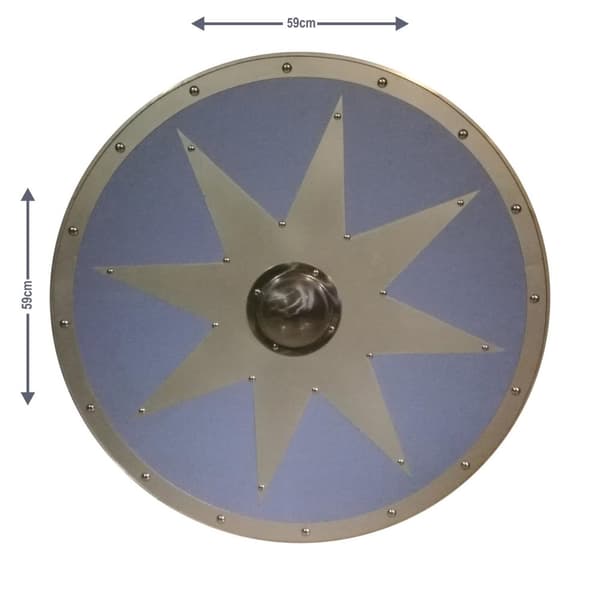 Puinen / metallinen keskiaikainen tähtinahkainen Viking Shield SWE60
