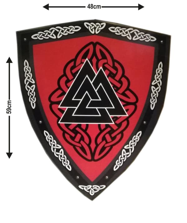 Træ middelalderlig Valknut Viking buet skjold SWE81