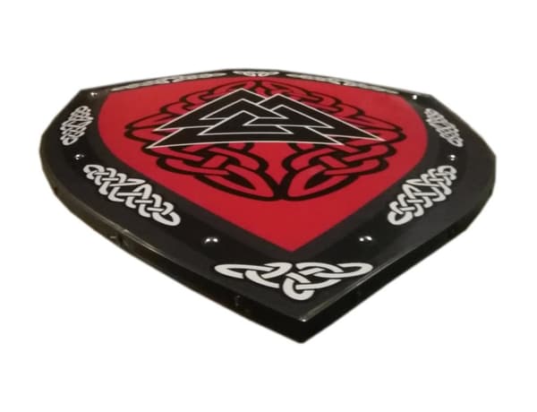 Træ middelalderlig Valknut Viking buet skjold SWE81
