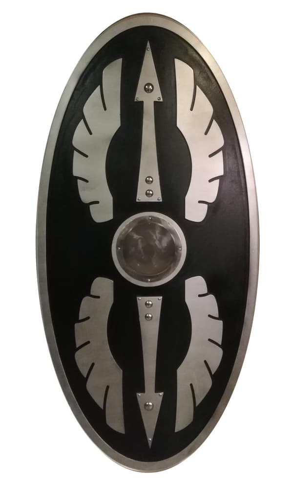 Træ Roman Scutum sort buet ovalt skjold SWE92