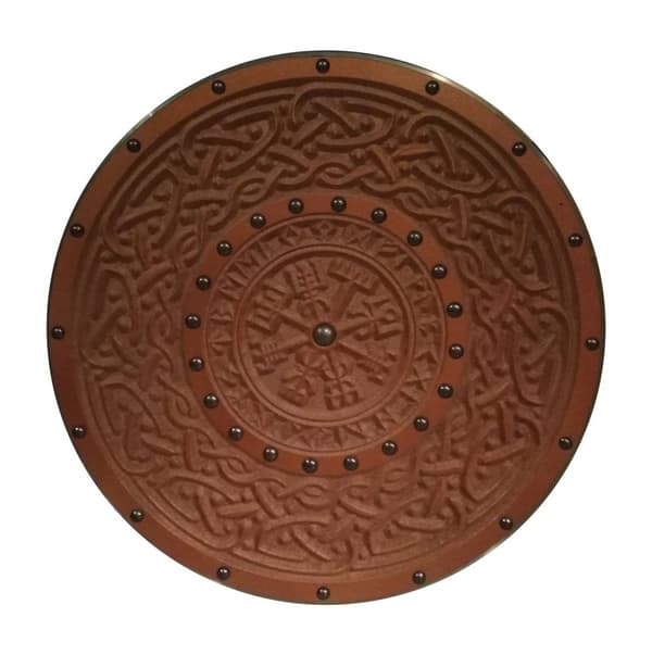 Treinngraverte Runes Helm of Awe Viking Bronze Shield SWE97